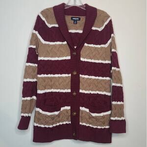 Lands' End drifter cotton cable cardigan - small